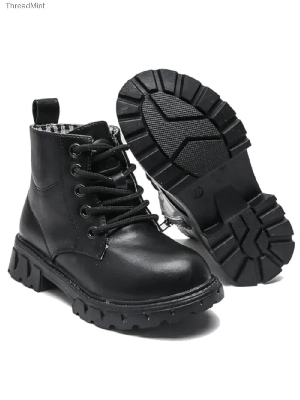 Kids Glitter Waterproof Combat Ankle Boots with Side Zipper